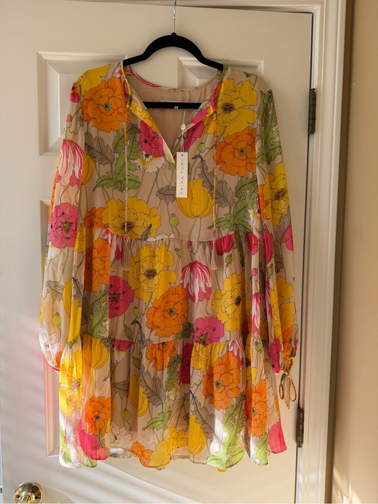 Trina Turk Dresses & Skirts - Trina Turk Cinema Dress,  Floral Tiered Mini Dress in Yellow, Pink, Orange